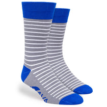 Pop Promos Blue & Grey Single Stripe Dress Socks