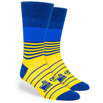 Pop Promos Blue & Yellow Mixed Stripes Dress Socks