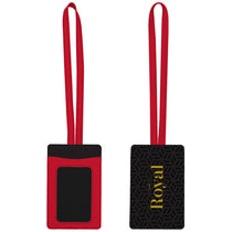 Pop Promos Red/Black Vegan Leather Luggage Tag