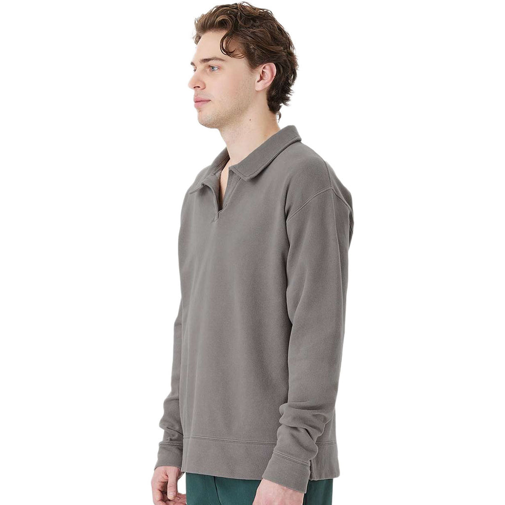 ComfortWash by Hanes Men's Concrete Grey Garment-Dyed Polo Collar Sweatshirt