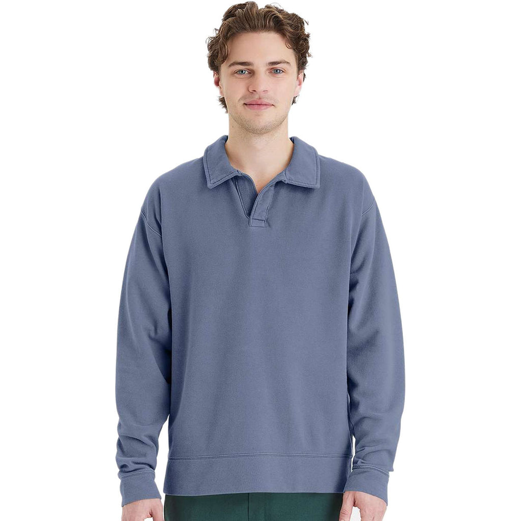 ComfortWash by Hanes Men's Saltwater Garment-Dyed Polo Collar Sweatshirt
