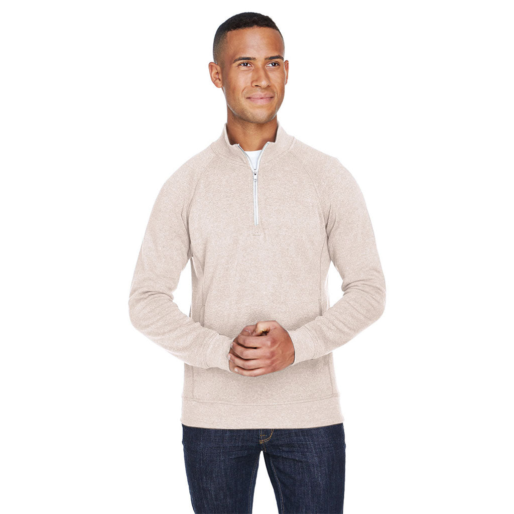 J. America Unisex Oatmeal Triblend Fleece Quarter-Zip