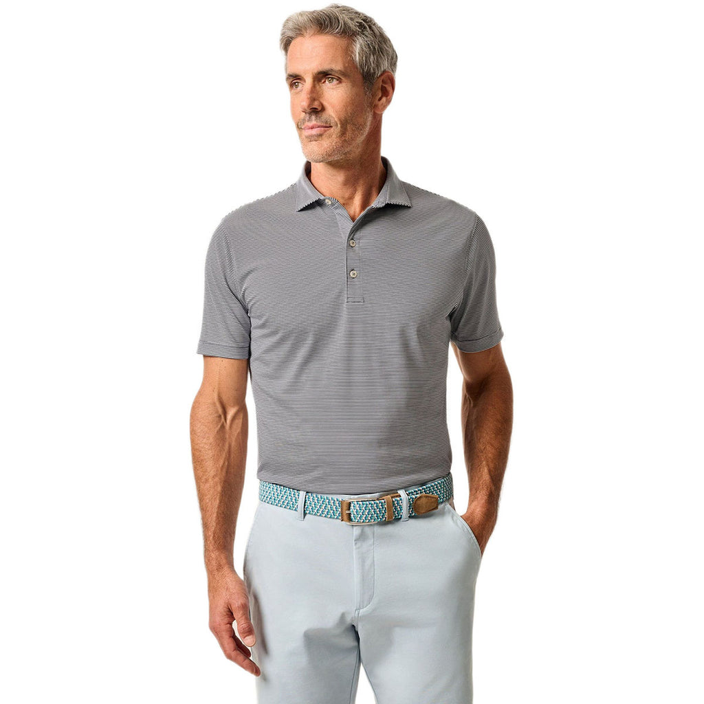 Johnnie-O Men's Navy Lyndonn Striped Jersey Performance Polo