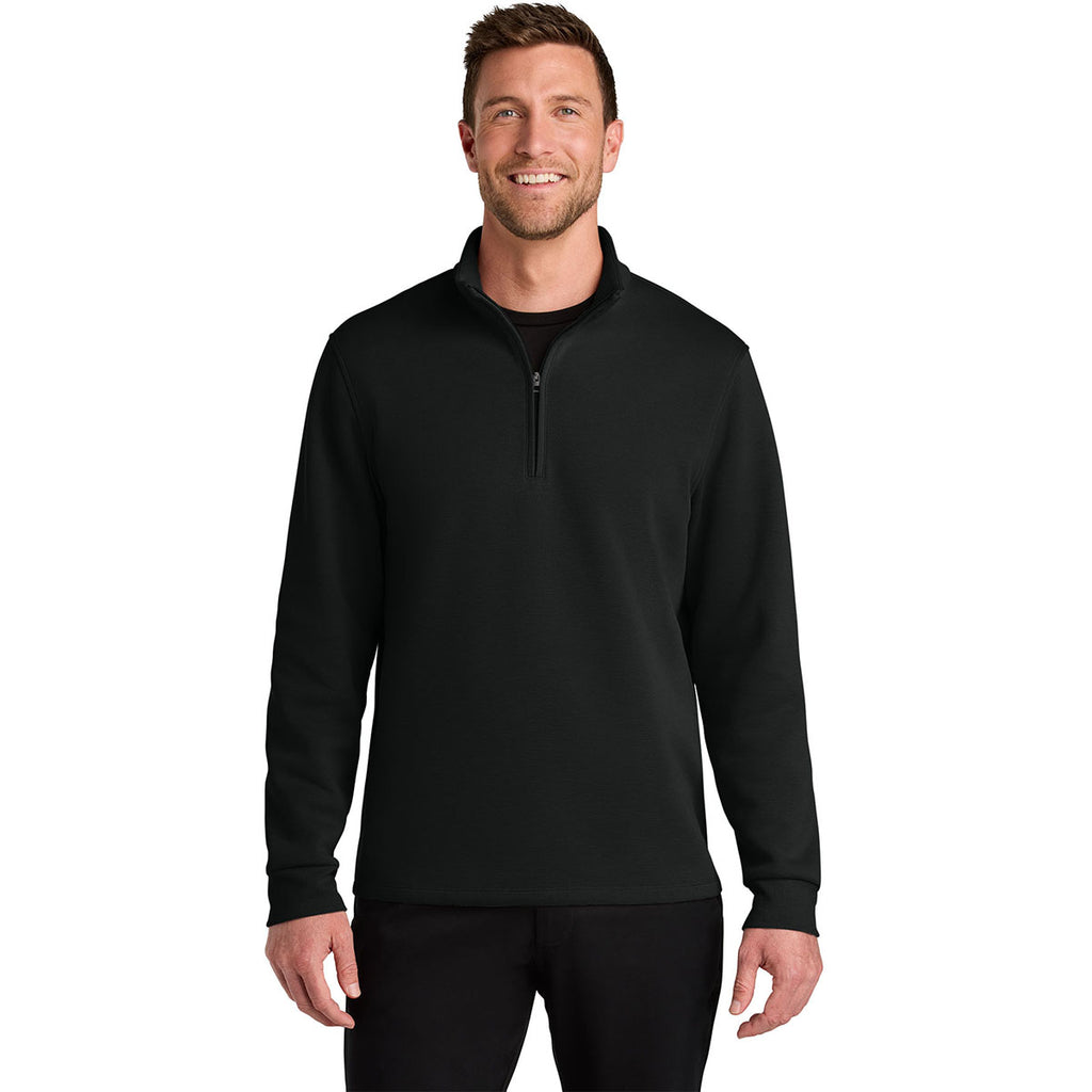 Port Authority Men's Deep Black Wearever Signature Double Pique 1/4-Zip