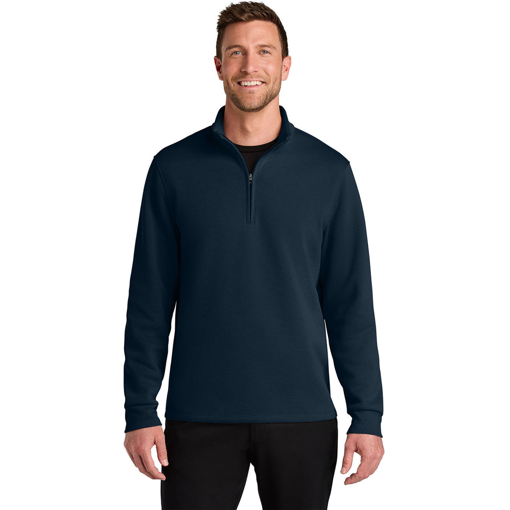 Port Authority Men's River Blue Navy Wearever Signature Double Pique 1/4-Zip