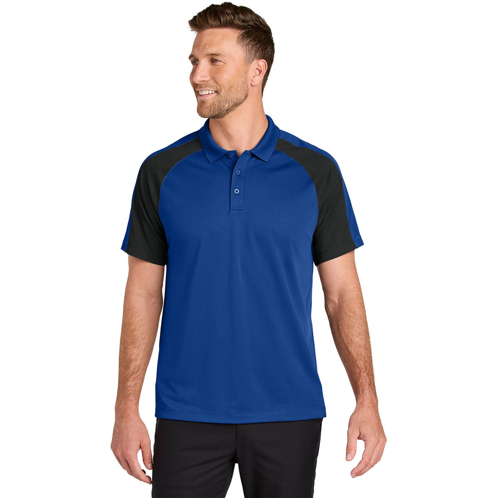 Port Authority Men's True Royal/Black Wearever Performance Pique Colorblock Polo
