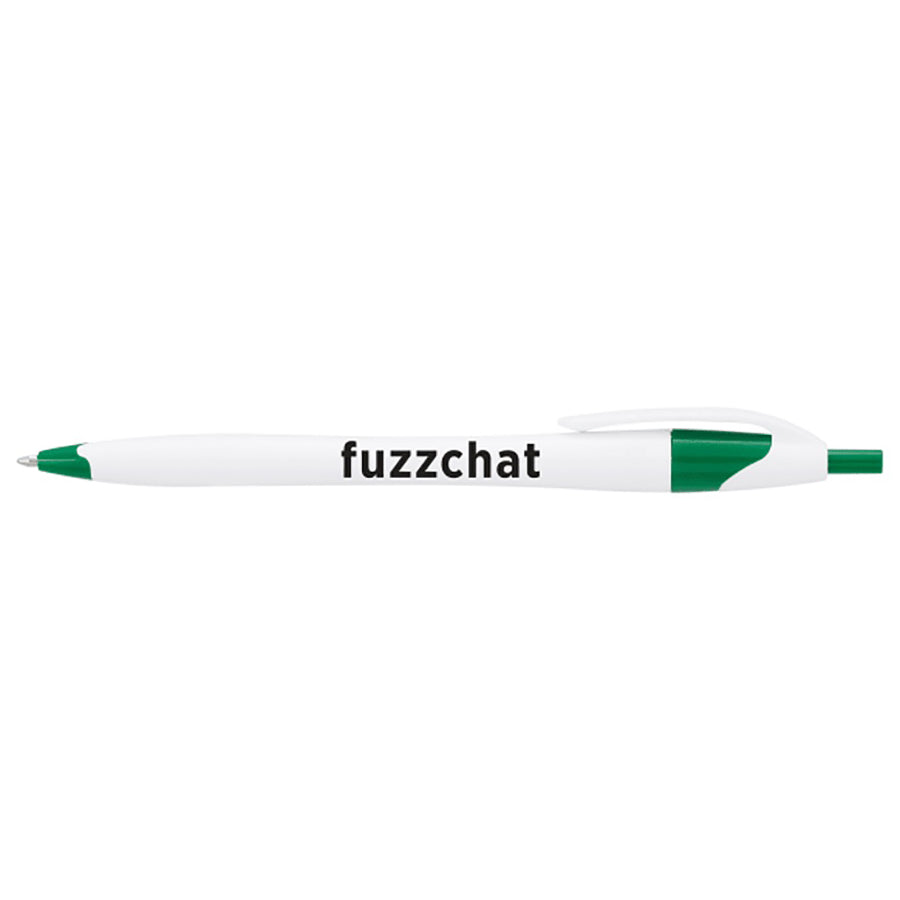 Bullet White w/Green Trim Cougar Retractable Ballpoint Pen