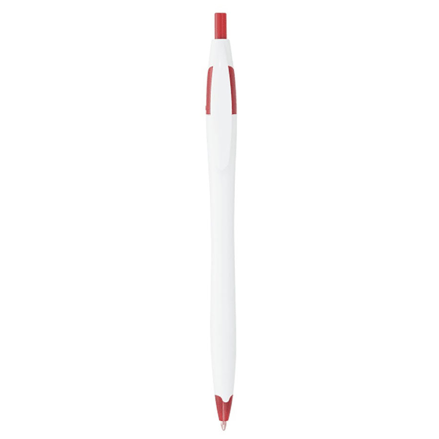 Bullet White w/Red Trim Cougar Retractable Ballpoint Pen