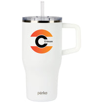 Perka White Myrton 20 oz. Double Wall, Recycled Stainless Steel Travel Mug