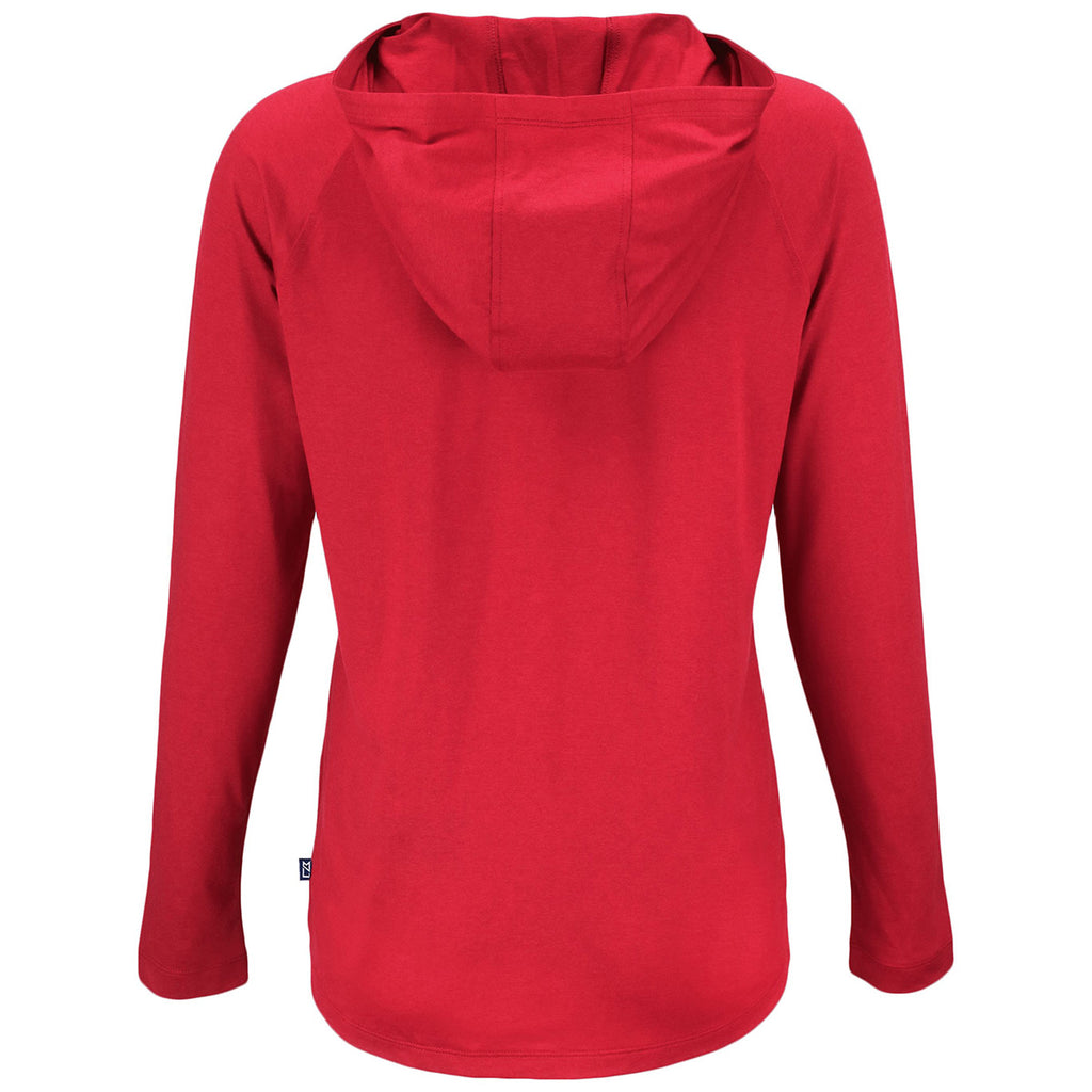 Cutter & Buck Women's Cardinal Red Coastline Epic Comfort Eco Recycled Hooded Shirt