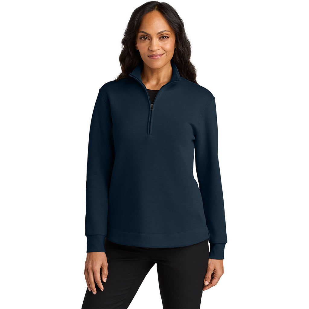 Port Authority Women's River Blue Navy Wearever Signature Double Pique 1/4-Zip