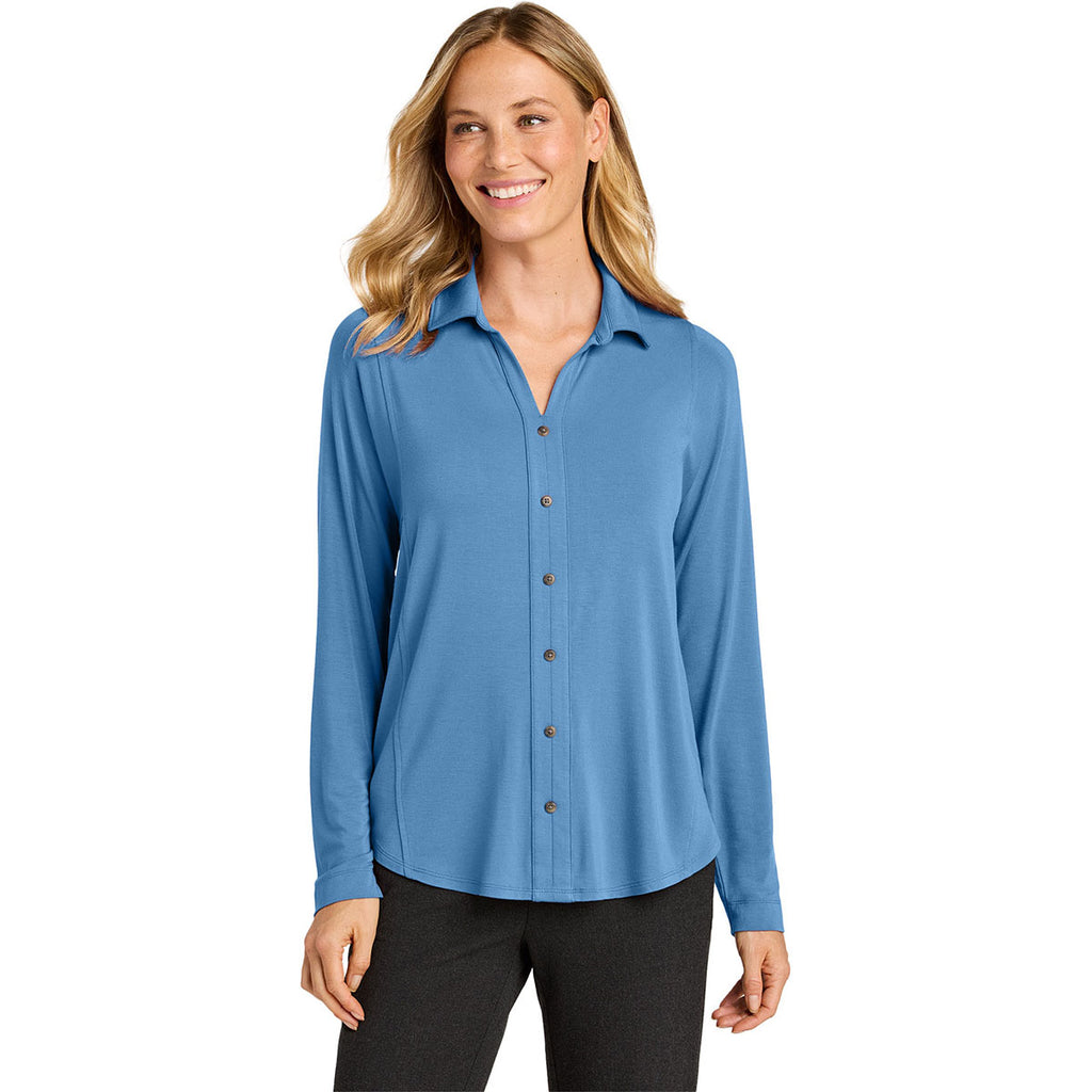 Port Authority Women's Carolina Blue Luxe Knit Button Tunic