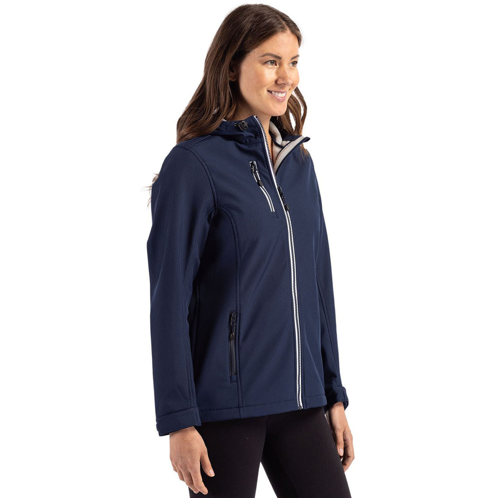 Clique Women's Dark Navy Telemark Eco Stretch Softshell Full Zip Hooded Jacket