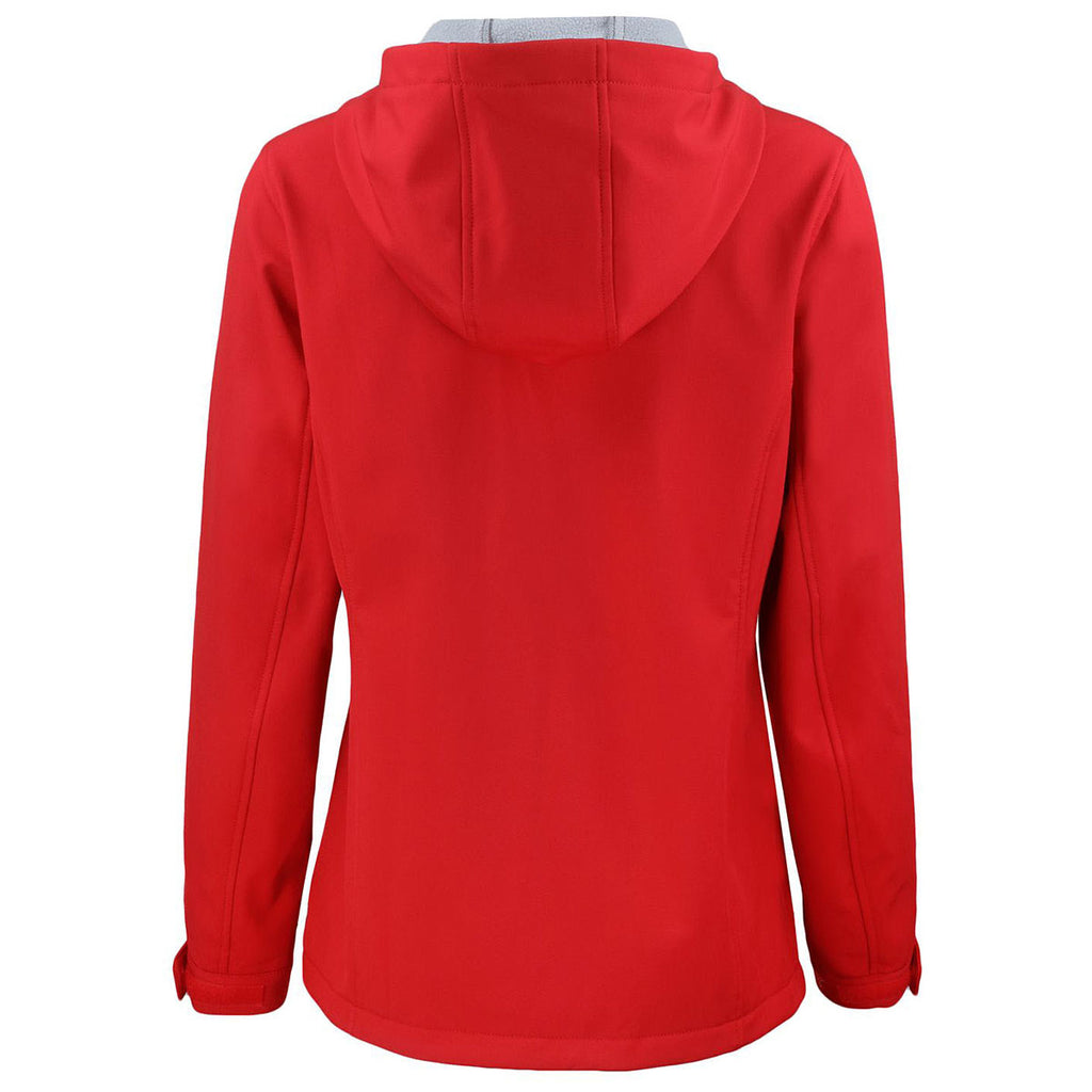 Clique Women's Red Telemark Eco Stretch Softshell Full Zip Hooded Jacket