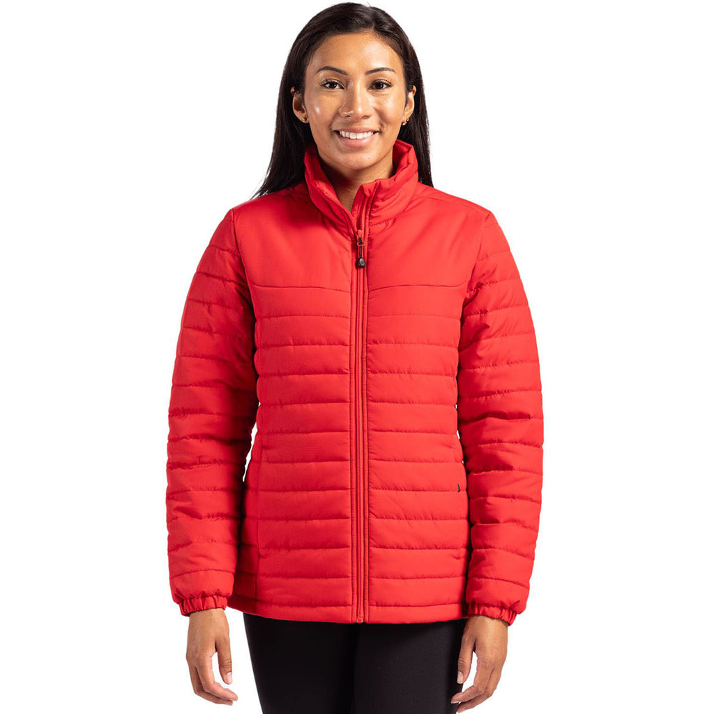 Clique Women's Red Elevation Eco Full Zip Puffer Jacket
