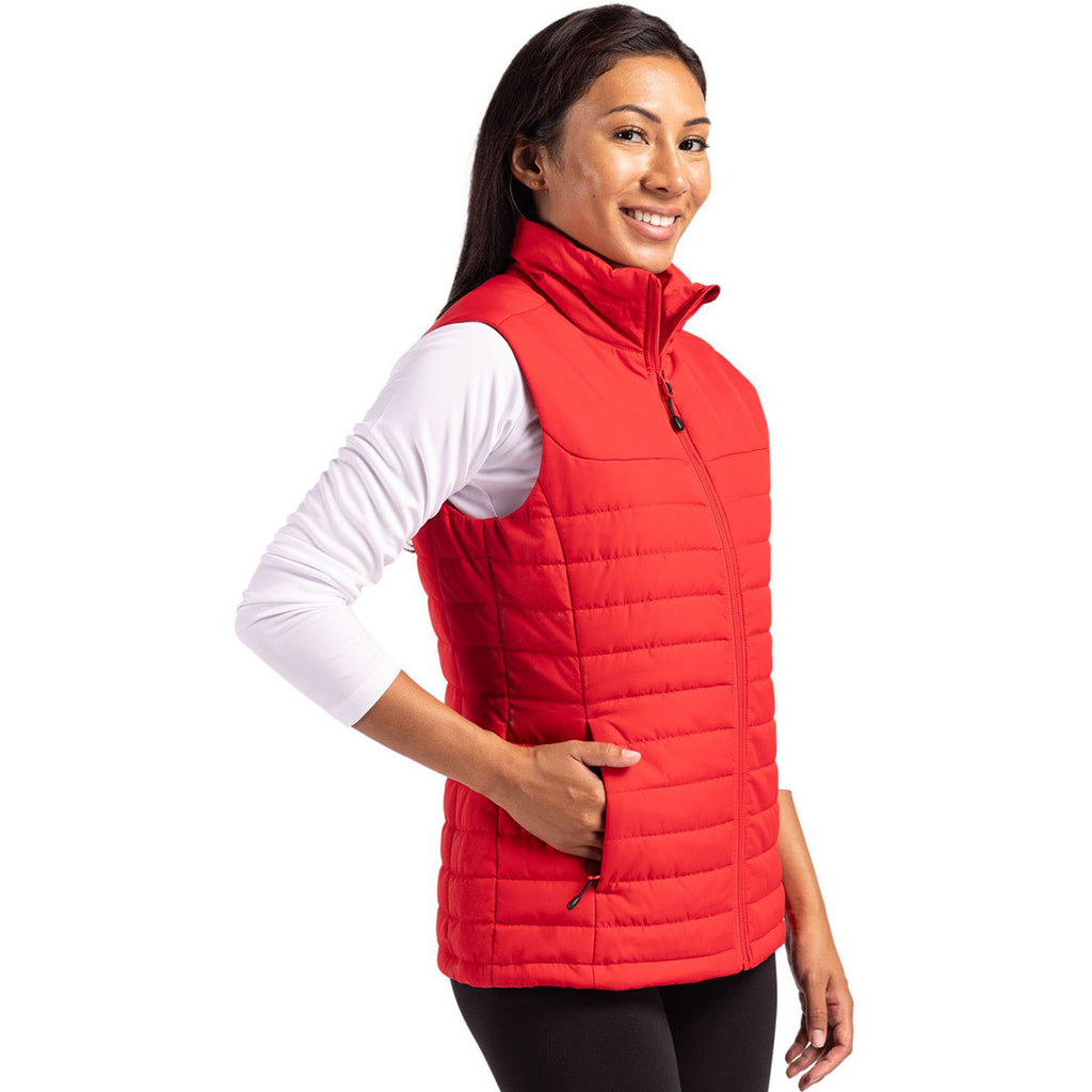 Clique Women's Red Elevation Eco Full Zip Puffer Vest