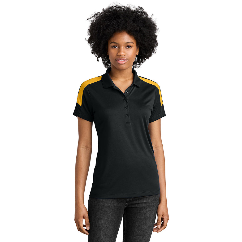 Sport-Tek Women's Black/ Gold Competitor United Polo