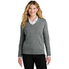 Port Authority Women's Medium Heather Grey Easy Care V-Neck Sweater