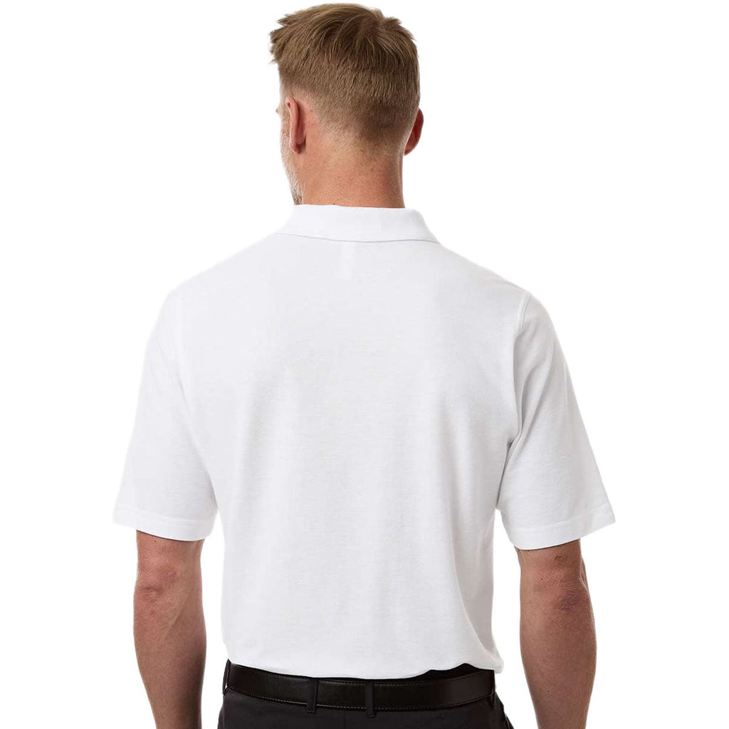 Harriton Men's White Tall Maverick CVC Pique Polo