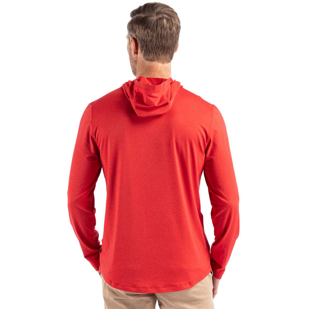 Cutter & Buck Men's Red Coastline Epic Comfort Eco Recycled Hooded Shirt