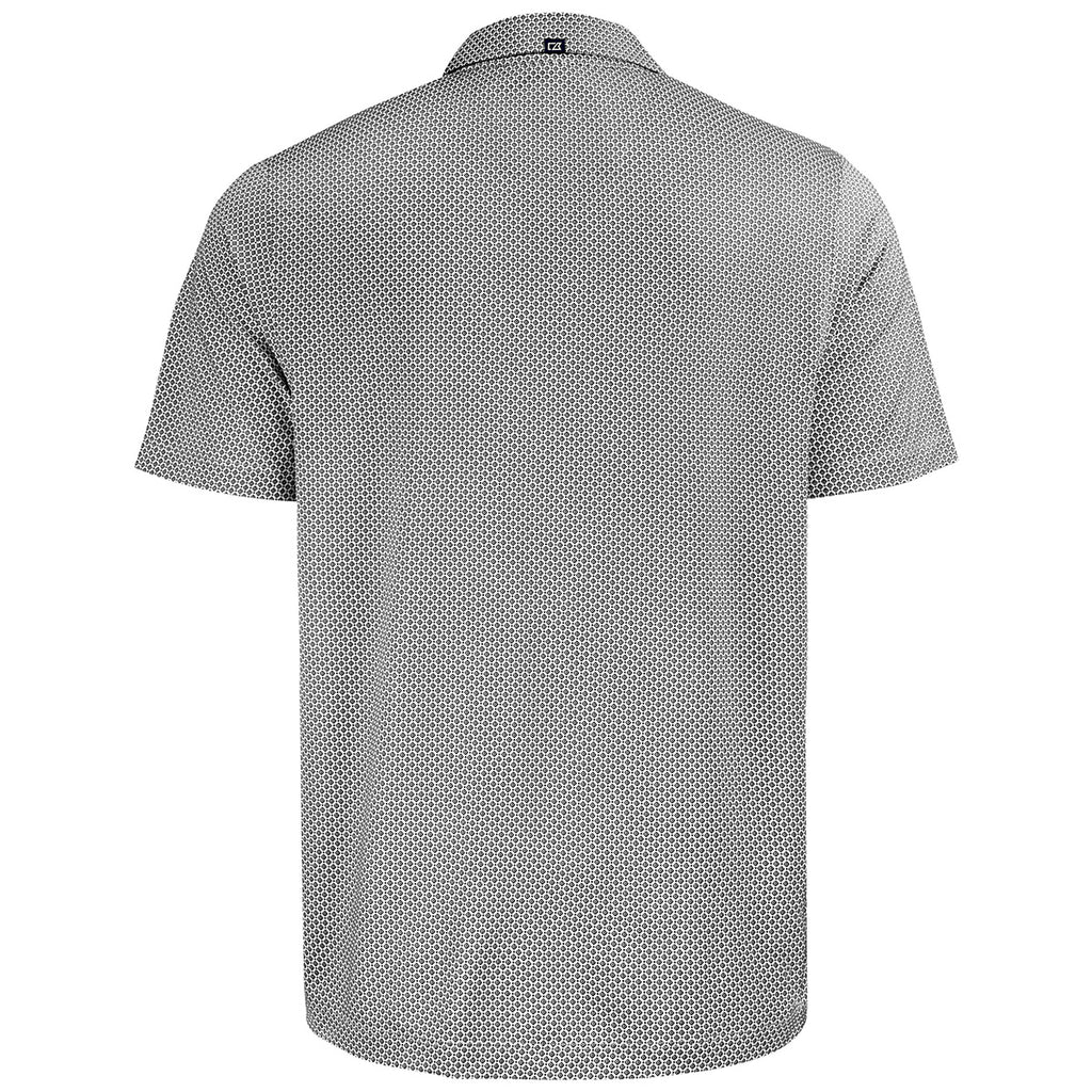 Cutter & Buck Men's Black Pike Eco Diamond Dot Print Recycled Polo