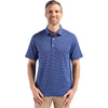 Cutter & Buck Men's Tour Blue/White Forge Eco Fine Line Stripe Stretch Recycled Polo