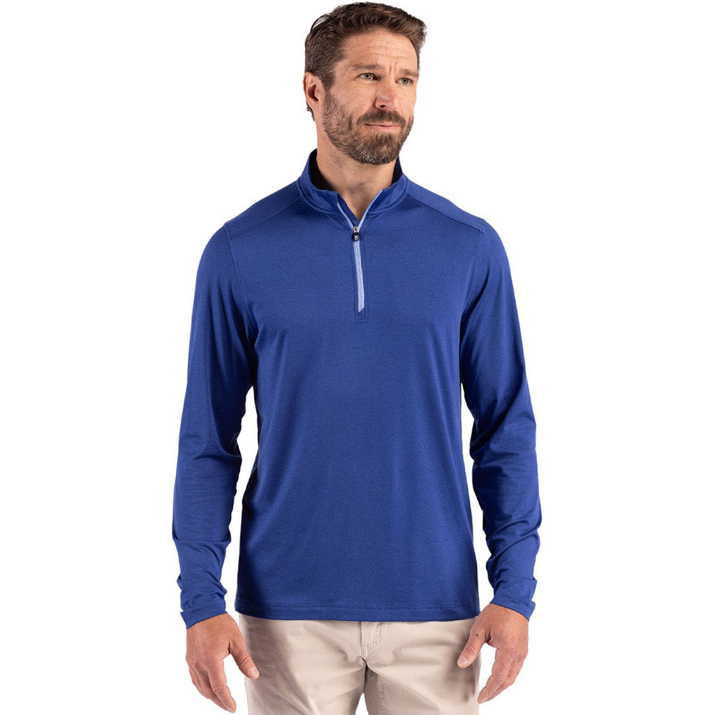 Cutter & Buck Men's Tour Blue Coastline Epic Comfort Recycled Quarter Zip