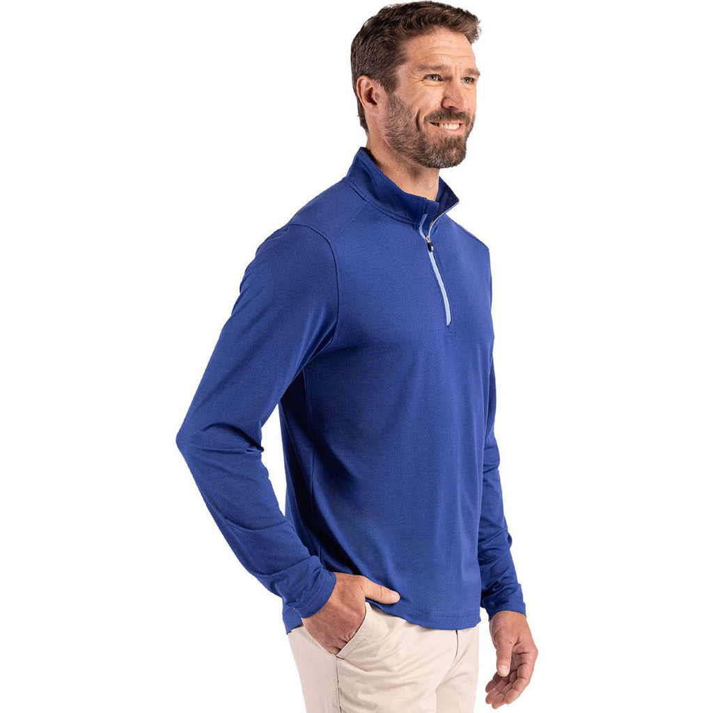 Cutter & Buck Men's Tour Blue Coastline Epic Comfort Recycled Quarter Zip