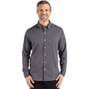 Cutter & Buck Men's Black/Elemental Grey Skyline Epic Confidence Recycled Gingham Long Sleeve Dress Shirt