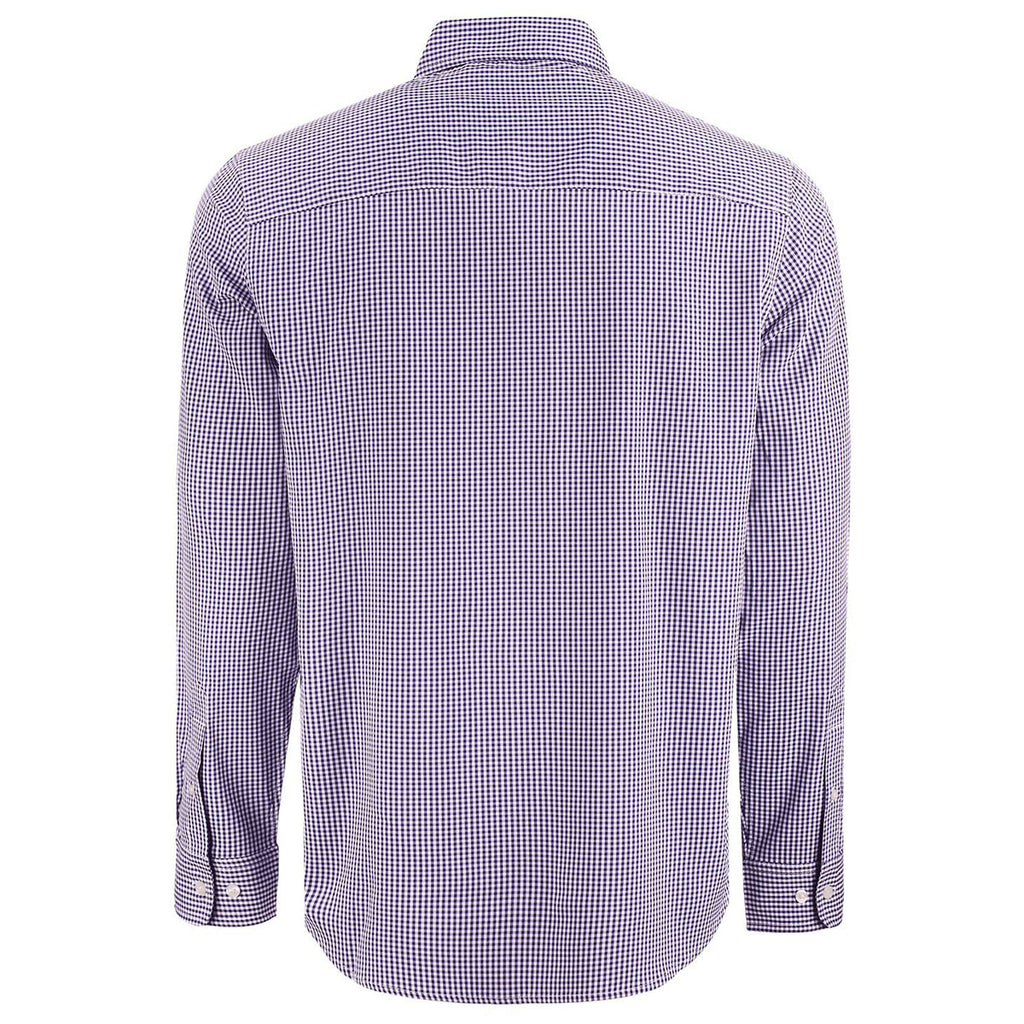 Cutter & Buck Men's College Purple/White Skyline Epic Confidence Recycled Gingham Long Sleeve Dress Shirt