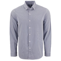 Cutter & Buck Men's Navy Blue/White Skyline Epic Confidence Recycled Gingham Long Sleeve Dress Shirt