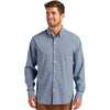 Cutter & Buck Men's Pale Blue/Navy Blue Skyline Epic Confidence Recycled Gingham Long Sleeve Dress Shirt