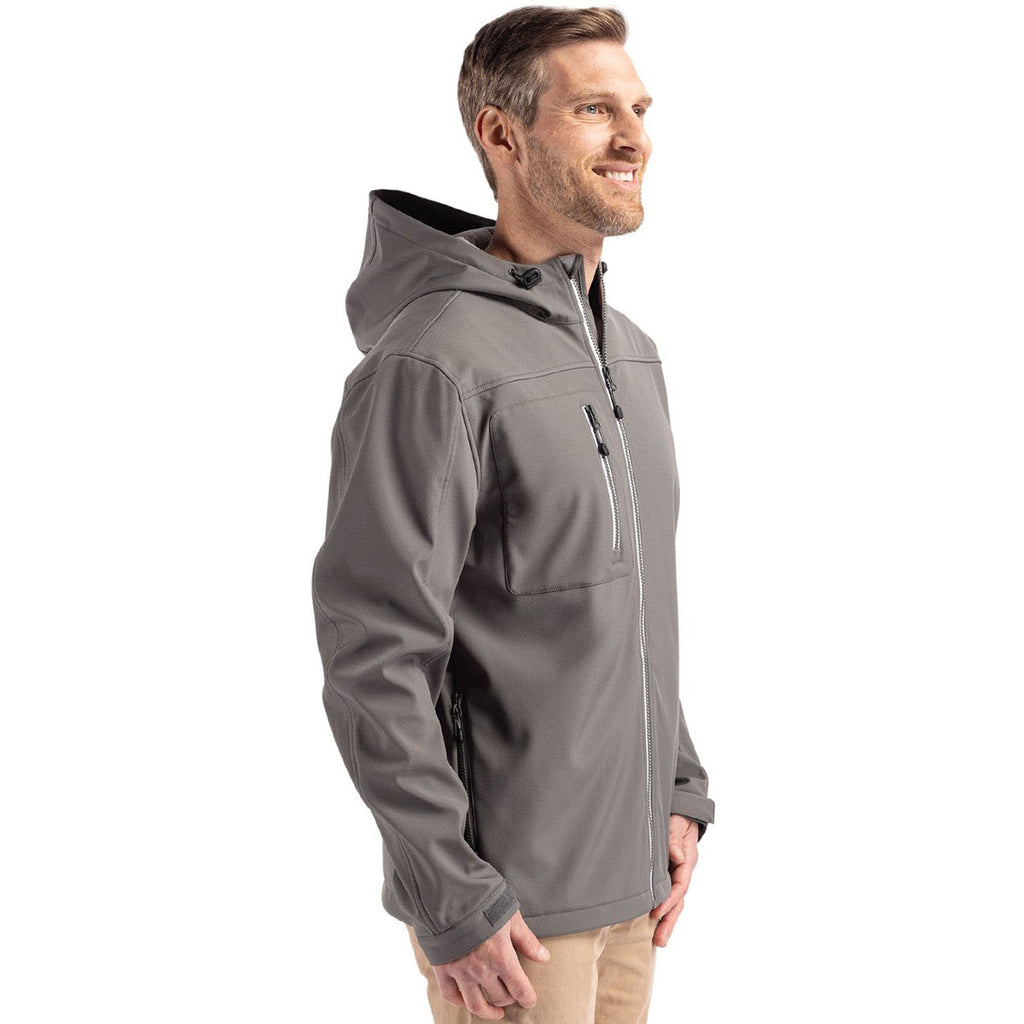 Clique Men's Pure Slate Telemark Eco Stretch Softshell Full Zip Hooded Jacket