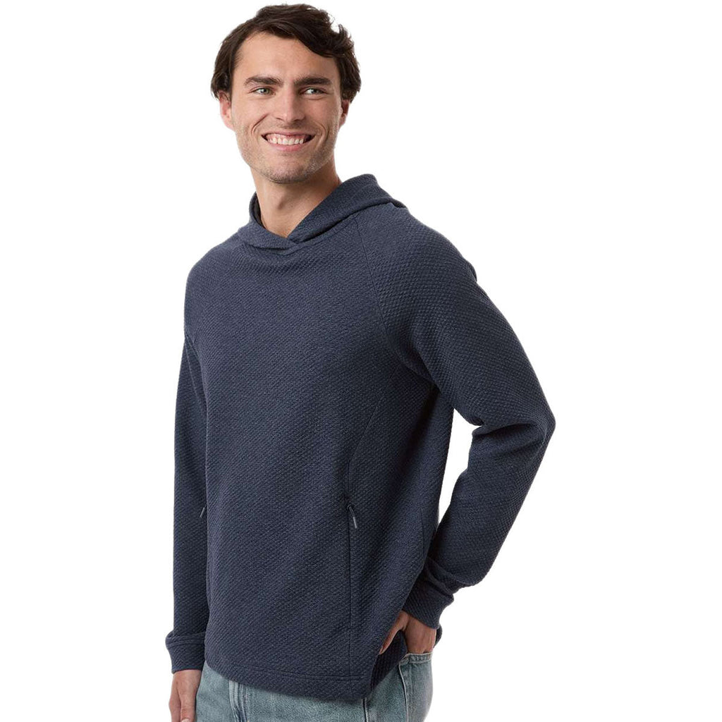 North End Men's Classic Navy Heather Spirit Textured Hooded Pullover