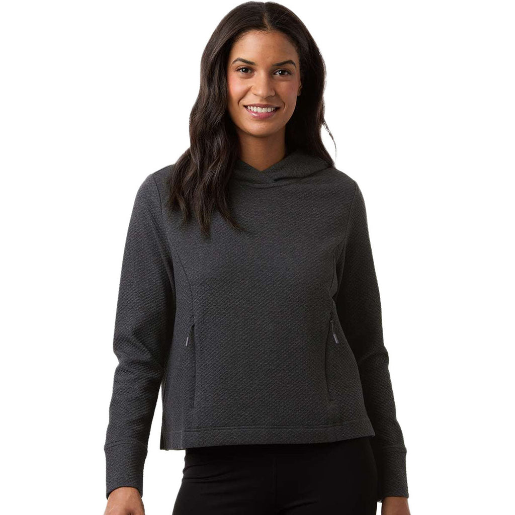 North End Women's Black Heather Spirit Textured Hooded Pullover