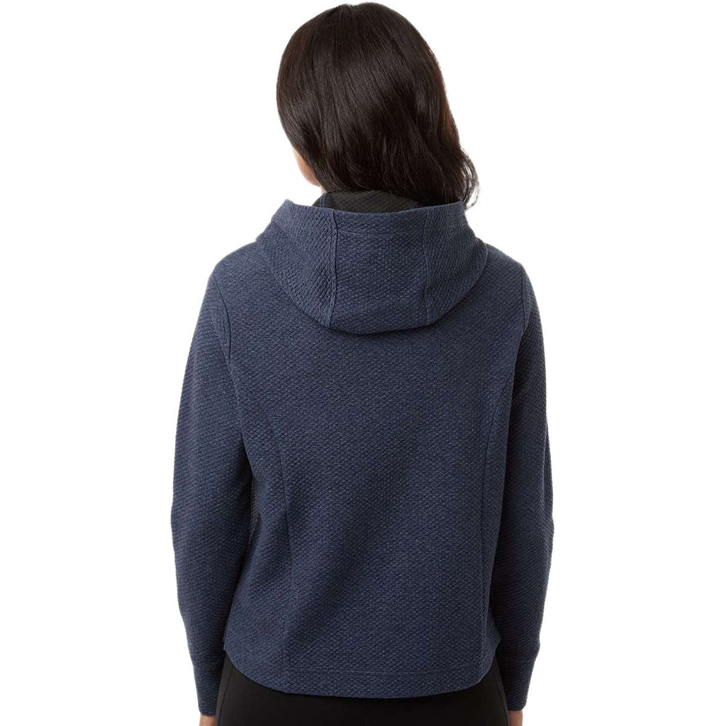 North End Women's Classic Navy Heather Spirit Textured Hooded Pullover