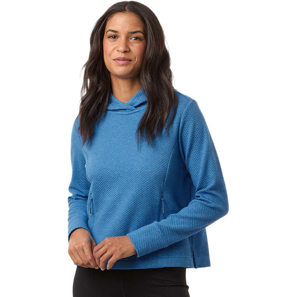 North End Women's Light Nautical Blue Heather Spirit Textured Hooded Pullover