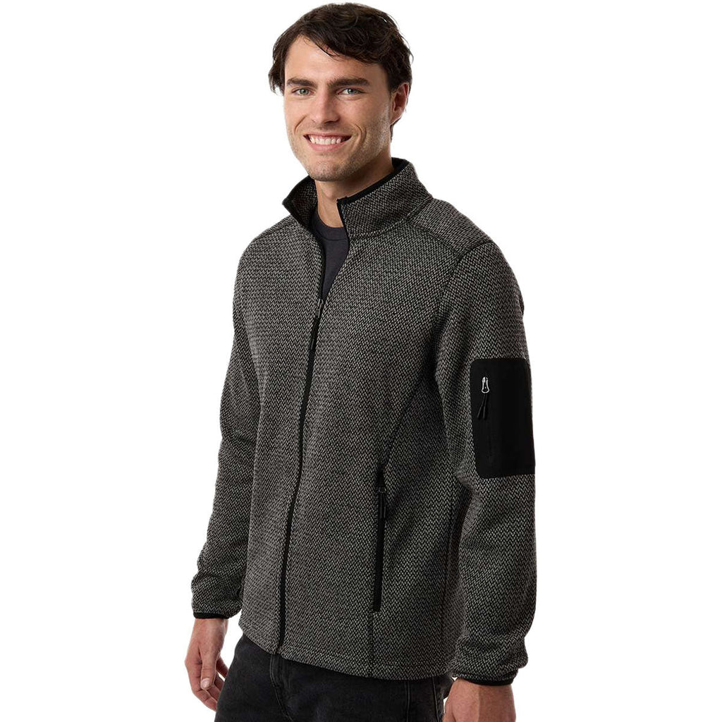 North End Men's Black/Grey Jasper Full-Zip Fleece Jacket