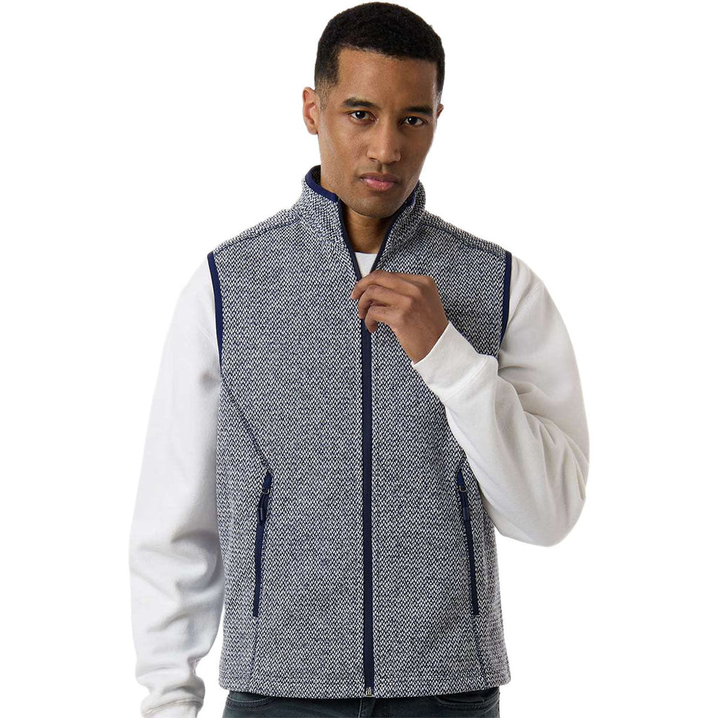 North End Men's Classic Navy/White Jasper Jacquard Fleece Vest