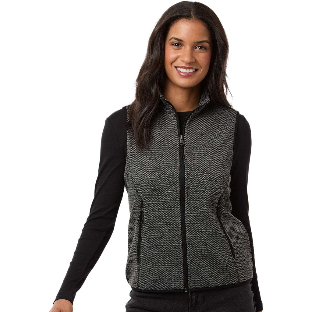 North End Women's Black/Grey Jasper Jacquard Fleece Vest