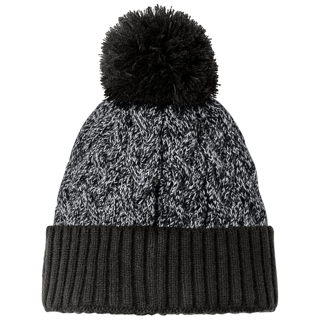 New Era Black/Graphite/White Marled Knit Pom Beanie