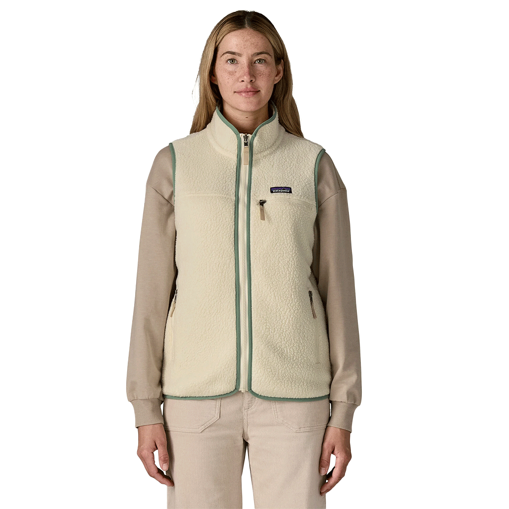 Patagonia Women's Natural w/Ellwood Green Retro Pile Fleece Vest