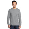 Port & Company Men's Athletic Heather Long Sleeve Essential Pocket Tee