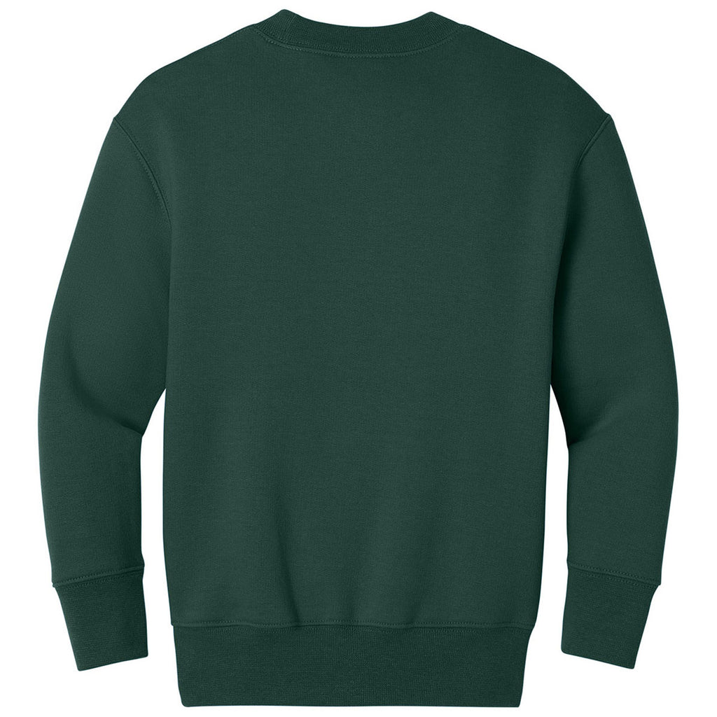 Port & Company Youth Dark Green Core Fleece Crewneck Pocket Sweatshirt