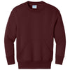 Port & Company Youth Maroon Core Fleece Crewneck Pocket Sweatshirt