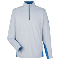 Puma Golf Men's Lake Blue/Bright White Mesa Stripe Quarter-Zip