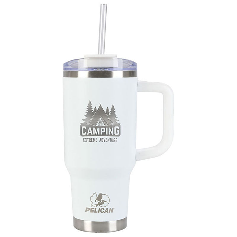 Pelican Porter White 30 oz. Recycled Double Wall Stainless Steel Travel Tumbler