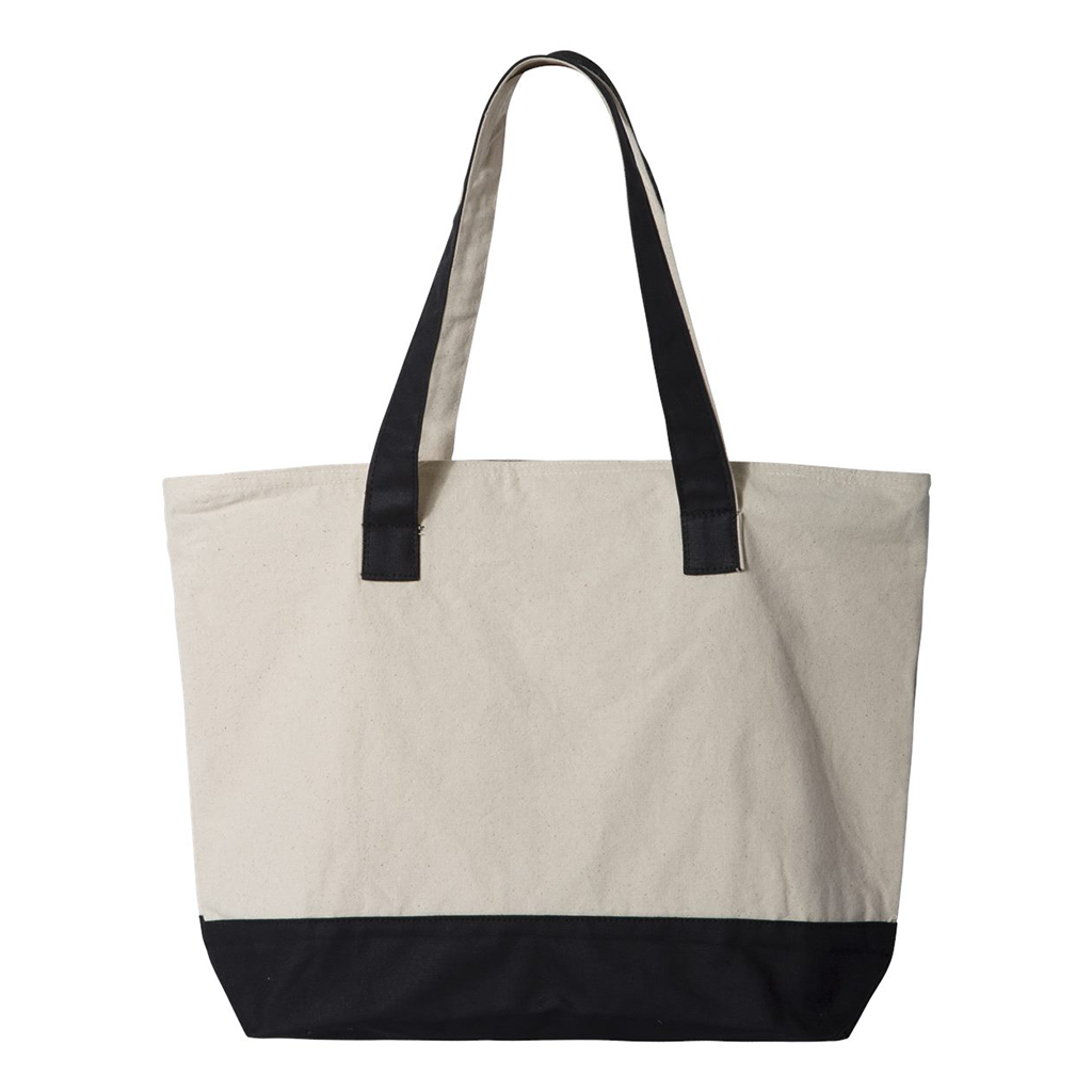 Q-Tees Black/Natural 19L Zippered Tote