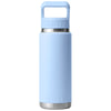 YETI Big Sky Blue Rambler 26 oz Water Bottle with Color Matching Straw Cap