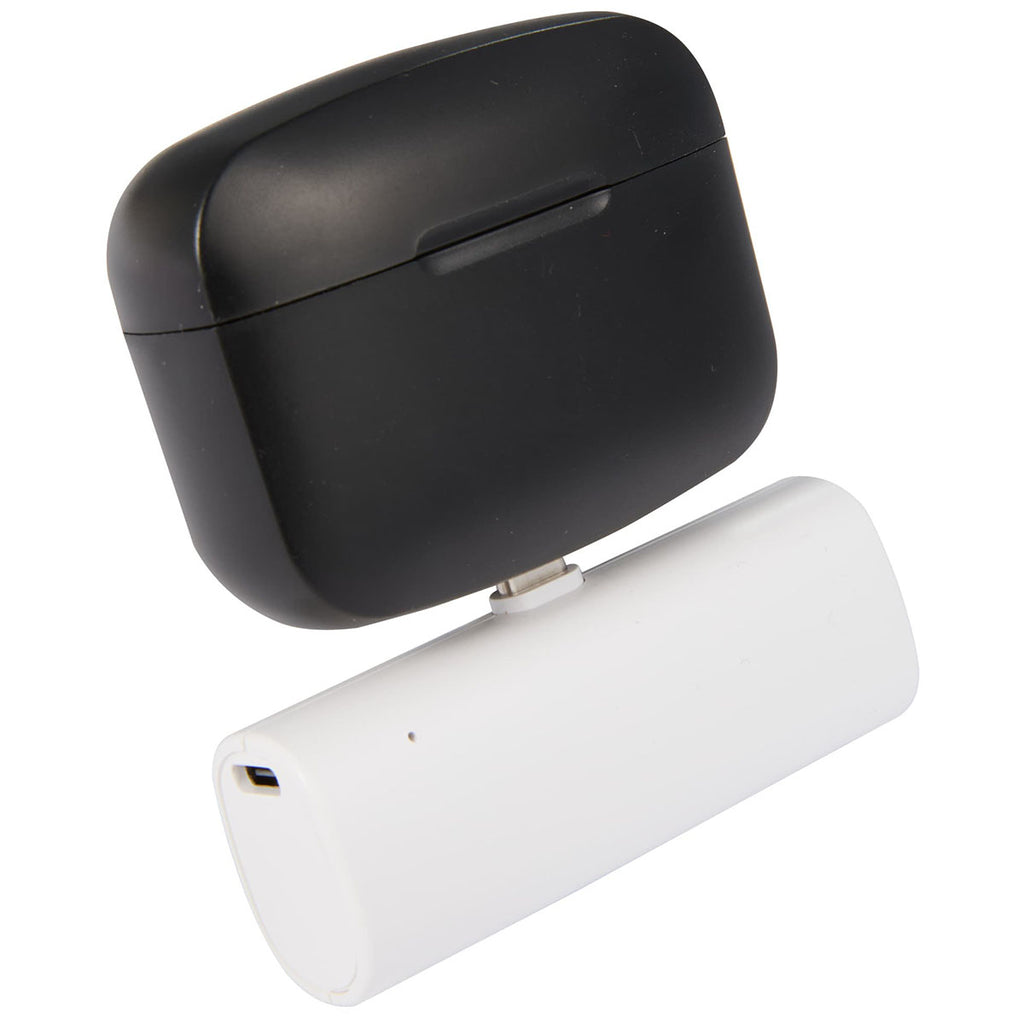 Bullet White UL Listed 2,200 mAh Power Bank with Type-C Tip